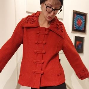 Covelo red wool Casbah coat, size XL, NWT (flaws)